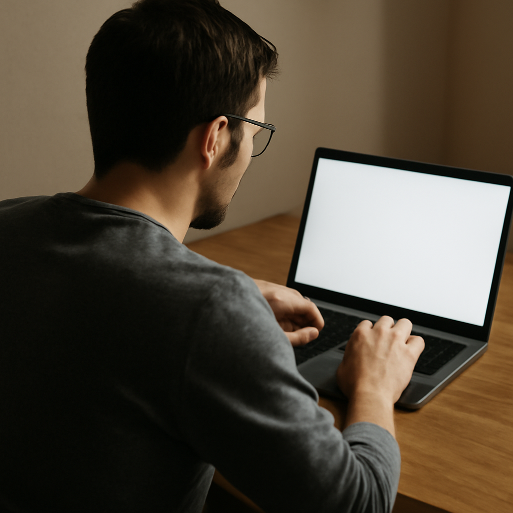 Man using the computer behind angle-1